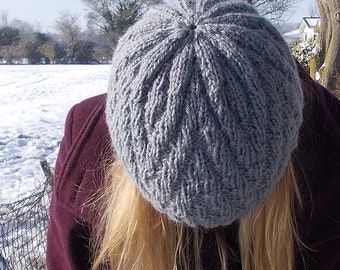 KNITTING PATTERN ZigZag Aran Hat |Digital Download |Multiple sizes | Worked in the round