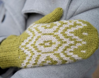 Meadow Frost Mittens Knitting Pattern PDF  | DK mittens knitting pattern