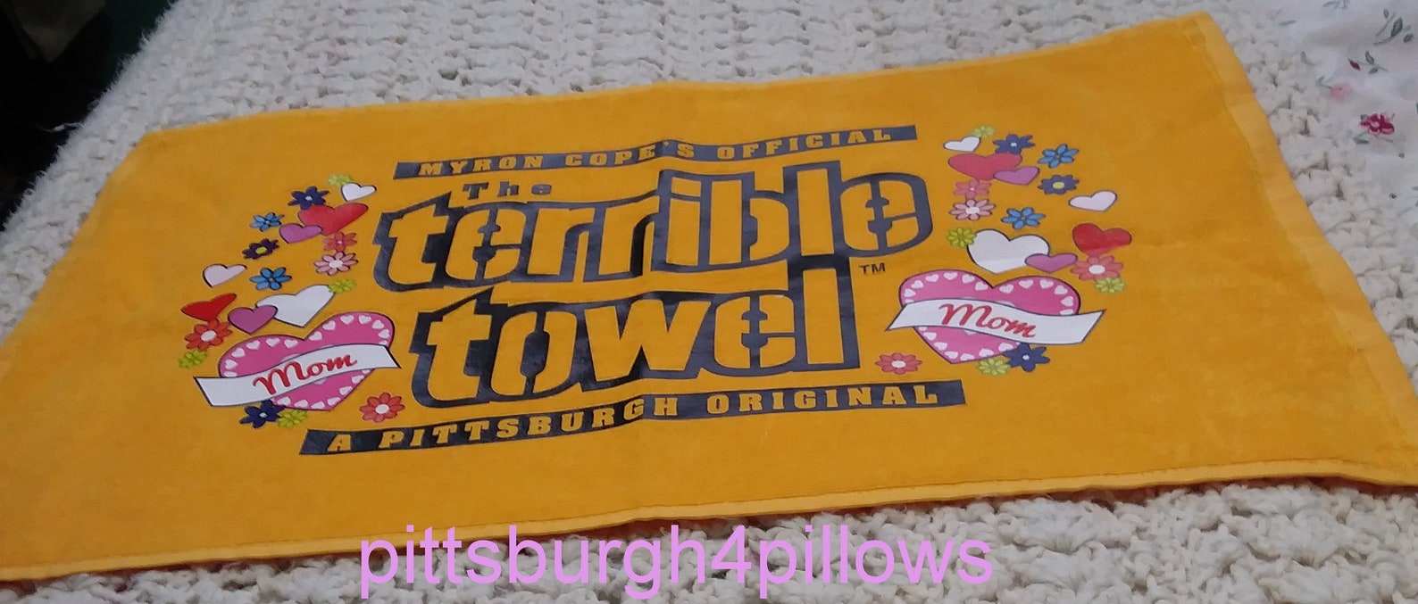New Listing Mom Steeler Terrible Towel Pillow Myron Cope Etsy