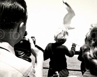 Digital Download, Nantucket Ferry Passengers, Seagull, Vintage Photo, Black & White Photo, Travel Photo, Printable, Nantucket Island Mass√