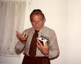 Digital Download, Man In Yarmulke Holding a Polaroid Camera, Snapshot, Found Photo, Vernacular Photo, Printable√