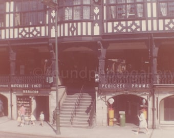 People Walking by the Tudor Shopping Arcades in Chester England, Snapshot, Color Photo √