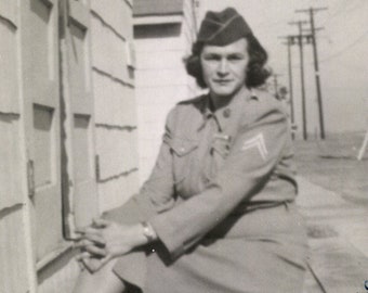 WWII WAC Soldier Vintage Photo: Signed Black & White Print (Digital Download)