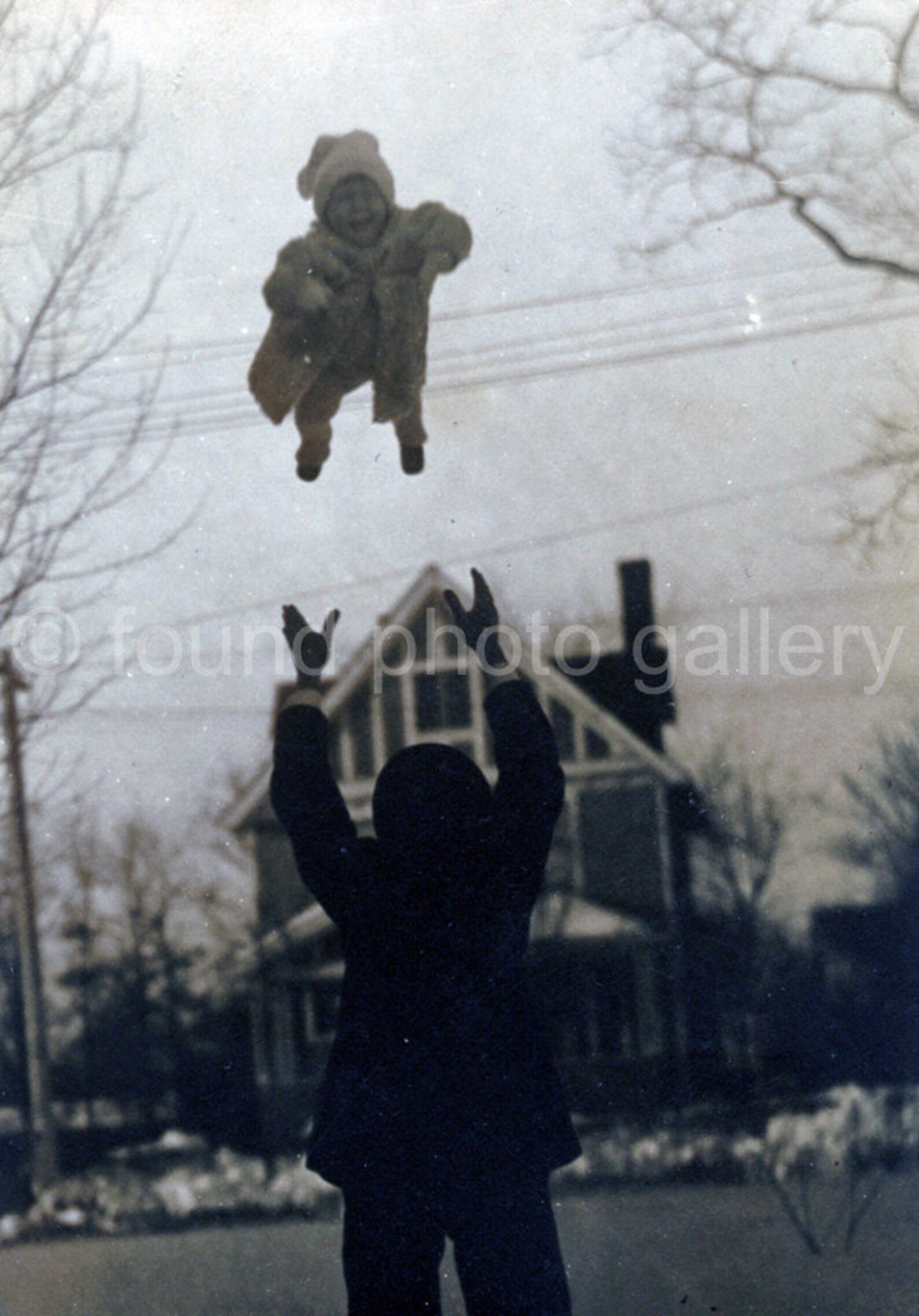 Digital Download, Man Tossing Baby in Air, Levitation Photo, Vintage