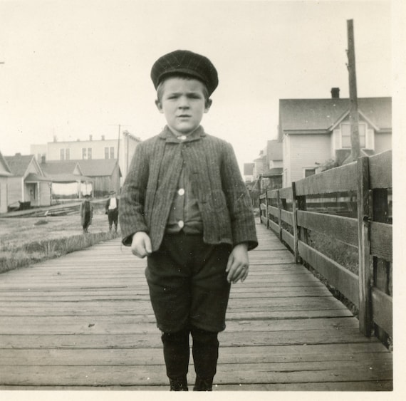 European Boy in Short Pants Cap and Jacket on Wooden - Etsy Canada