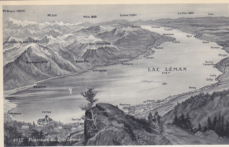 Digital Download Illustrated Map of Lac Leman Panorama Etsy