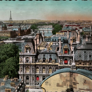 Digital Download, Paris France, Paris et Ses Merveilles, carte postale vintage, Photo teintée, Voyage Ephemera, Old Postcard, Printable