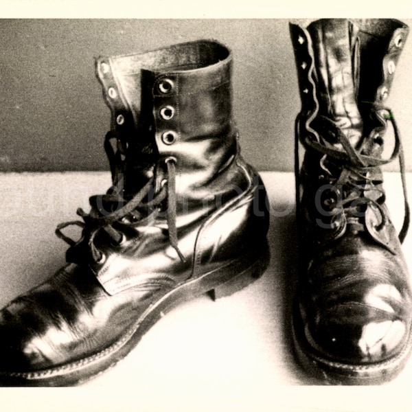 Digital Download, Leather Lace Up Boots, Printable, Vintage Black & White Photo, Found Photo, Israeli Army Boots, IDF Boots, Old Photo√