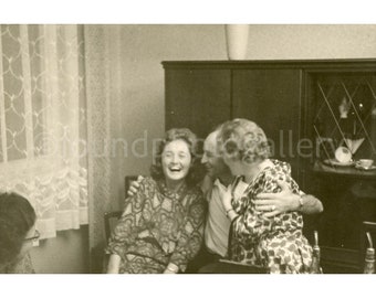 Well Dressed Friends Having Fun Drinking and Laughing Together, Vintage Photo, Snapshot