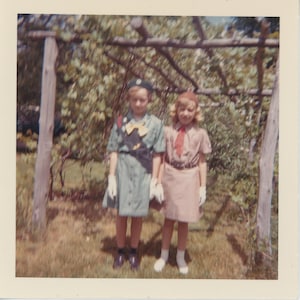 Girl Scout Memories Junior Girl Scout and Brownies in their Girl Scout Uniforms White Gloves Vintage Photo