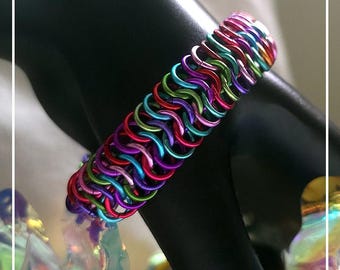 Pulsera de malla metálica de aluminio anodizado