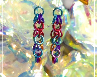 Pendientes peludos arcoíris
