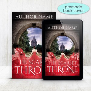 Gotowa okładka książki fantasy romans, projekt cyfrowej książki elektronicznej, historyczna fikcja miłosna Scarlet Thorn, dramat historyczny