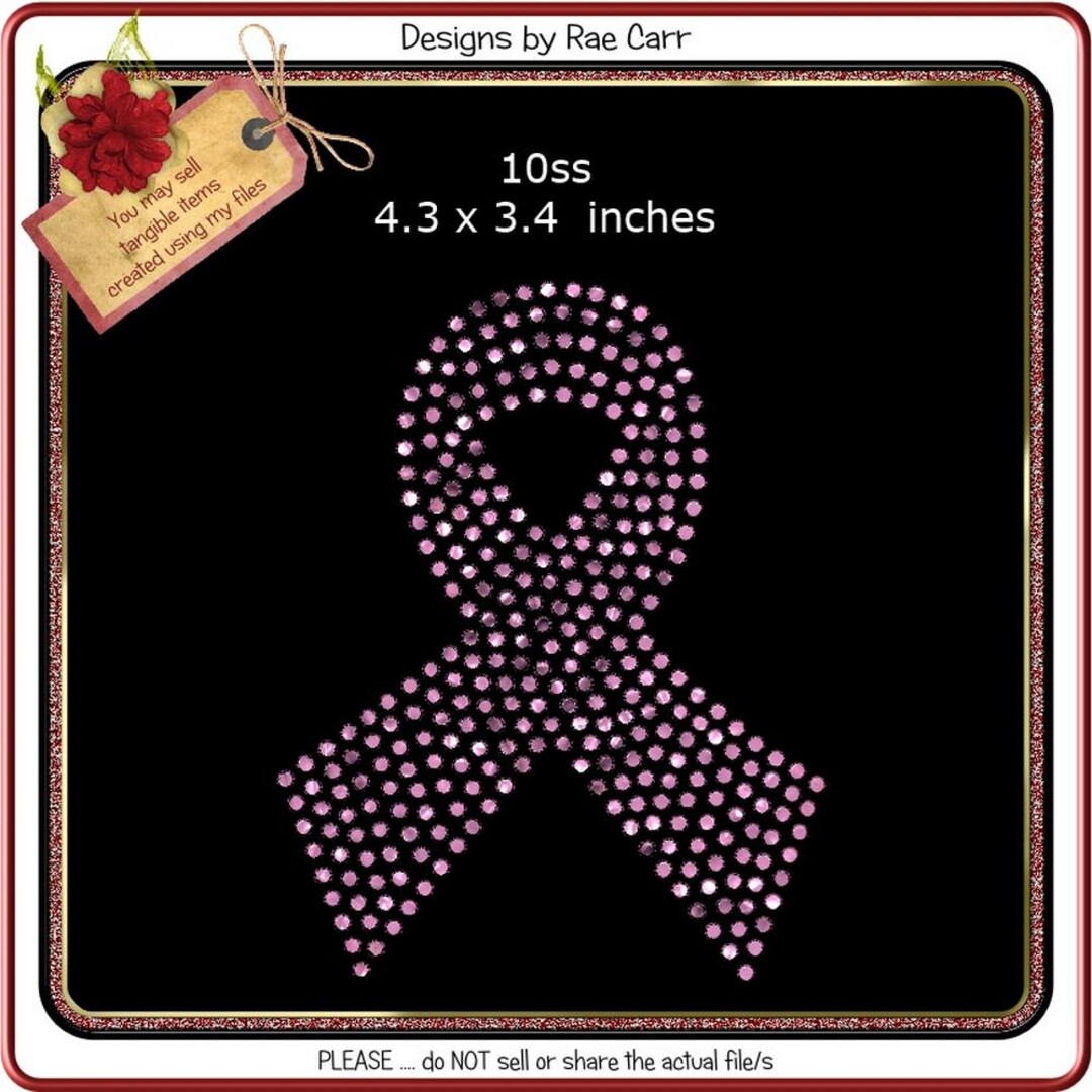 Cancer Ribbon Rhinestone RS804 Cancer Ribbon Rhinestone Template *multiple Machine Formats and a ...