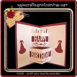 006  Birthday Cake Pop Up Insert  *Multiple MACHINE Formats*