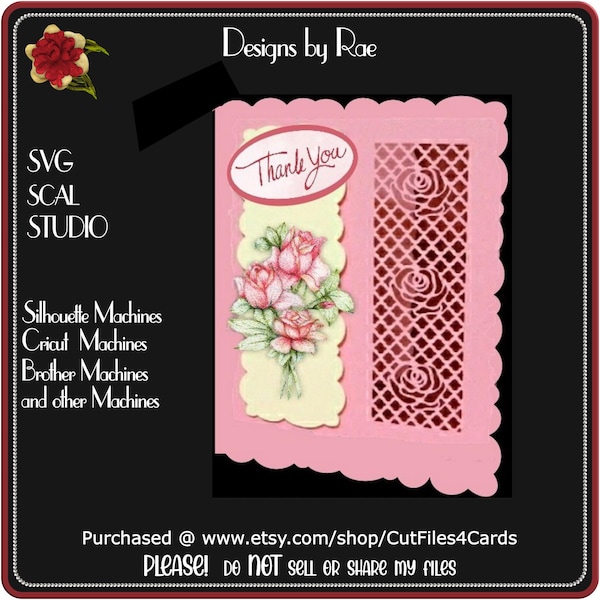 645 Lattice Rose Card *Multiple MACHINE Formats*