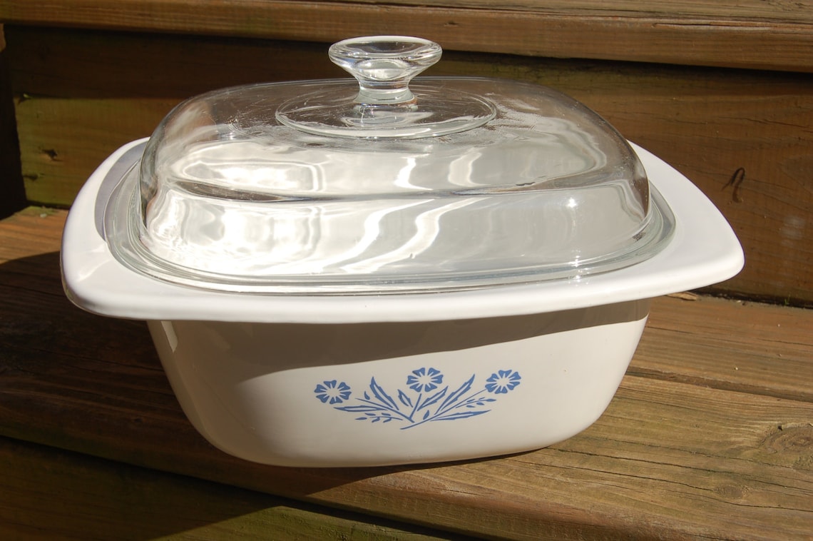 Corning Ware 4 Qt Dutch Oven Cornflower Blue Domed Lid Vintage Etsy