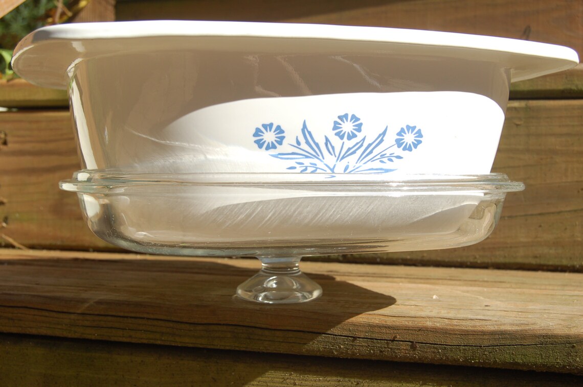 Corning Ware 4 Qt Dutch Oven Cornflower Blue Domed Lid Vintage Etsy