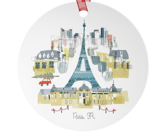 Paris, France City Lightweight Metal Ornament | | personalized option available