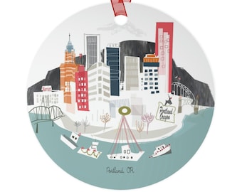 Portland, OR City Lightweight Metal Ornament | | personalized option available