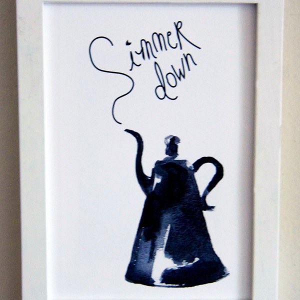 SImmer Down -Black and white watercolor print