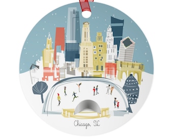 Chicago, IL  City Lightweight Metal Ornament | | personalized option available