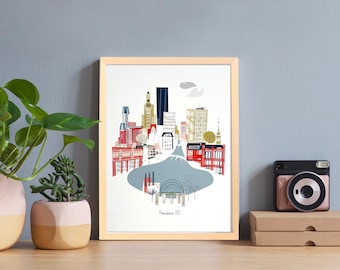 Illustrazioni incorniciate di Albie Designs della città di Providence, RI