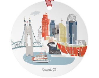 Cincinnati, OH City Lightweight Metal Ornament | | personalized option available