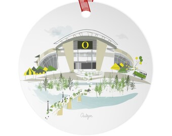 Autzen Stadium, UofO  Lightweight Metal Ornament | | personalized option available