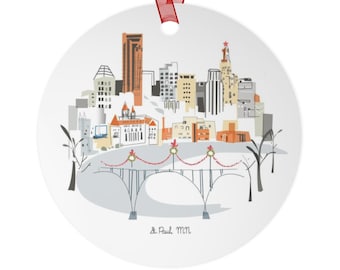 Saint Paul, MN City Lightweight Metal Ornament | | personalized option available