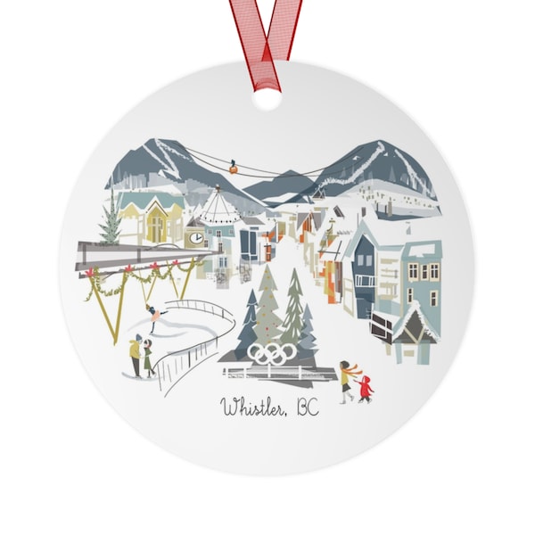 Whistler, BC City Lightweight Metal Ornament | | personalized option available