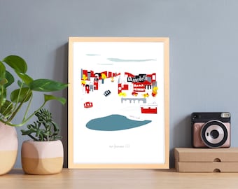 Impresión enmarcada de San Francisco Ghirardelli Square con ilustraciones de Albie Designs