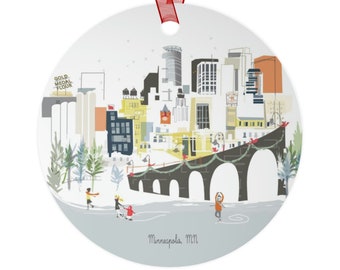 Minneapolis, MN City Lightweight Metal Ornament | | personalized option available