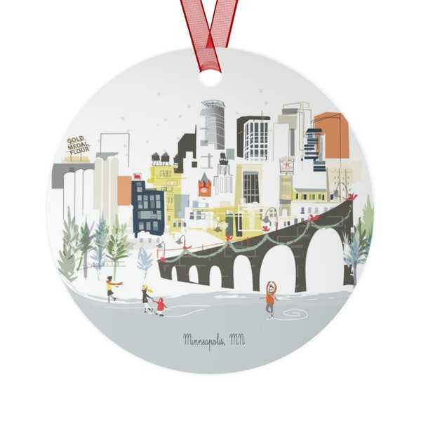 Minneapolis, MN City Lightweight Metal Ornament | | personalized option available