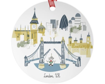 London, UK City Lightweight Metal Ornament | | personalized option available