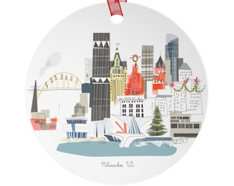 Milwaukee, WI City Lightweight Metal Ornament | | personalized option available