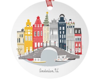 Amsterdam, NL  City Lightweight Metal Ornament | | personalized option available