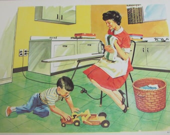 Original Vintage School Classroom Poster Print - Circa 1966 - Mom Kitchen  11" x 14" many others to choose from