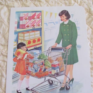 Original Vintage Schul Klassenzimmer Poster Druck - um 1966 - A Ausflug zum Markt - 11 "x 14"viele andere zur Auswahl