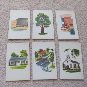 Vintage Spanish Flash Card Tree House Street Room Store Church Your choice image 1