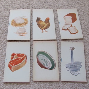 Vintage Spaanse kaart - water - brood - vlees - kip - gerecht - eieren - aan jou de keuze!