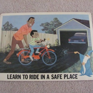 Disney Poster - Learn to Ride in a safe Place - Disney Study Print Poster - Circa 1967