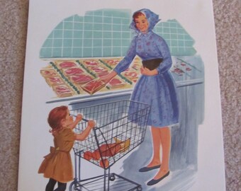 Original Vintage School Classroom Poster Print - Circa 1966 - Food Nutrition - 11" x 14"