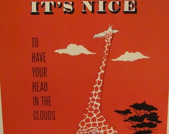 Affiche Girafe Tête dans les nuages - Affiche inspirante de sécurité vintage rétro--vers les années 1950, 30,5 x 30,5 cm Beaucoup de choix !!!