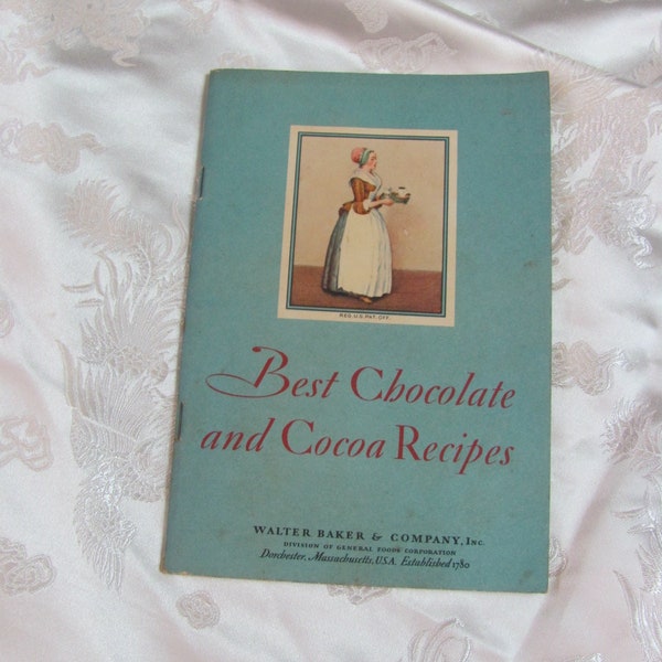 Famous Recipes for Bakers Chocolate and Breakfast Cocoa // Recipe Cook Book Booklet Circa 1928 // Baking Cakes Desserts  Walter Baker & Co