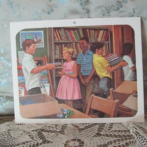Grande affiche de 1968 Old School, impressions (2) - Citoyenneté - Milton Bradley - Équité Bibliothèque Livres Enfants utiles