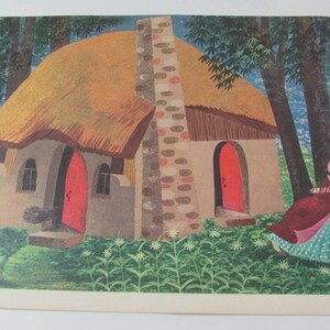 Vintage Illustrierte Schule Karte POSTER druck Lesefähigkeiten - Circa 1965 Ginn Co. // 2 seitig -Riding Hood & Farm Field