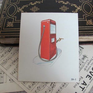 Cartão escolar ilustrado vintage - Fonética de 1966, frente e verso - Bomba de gasolina e pistola - Muitos outros para escolher * frete grátis