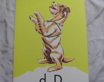 Dog Flash Card Vintage Large Colorful School Alphabet Phonics Illustrated Original Lippincott Circa 1950s - More to choose from in my shop
