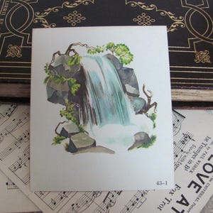 Vintage geïllustreerde schoolflitskaart - fonetiek circa 1966 2-zijdig - waterval en watermeloen - nog veel meer om uit te kiezen in mijn winkel